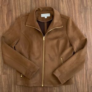 Andrew Marc Size L Faux Brown Suede Jacket